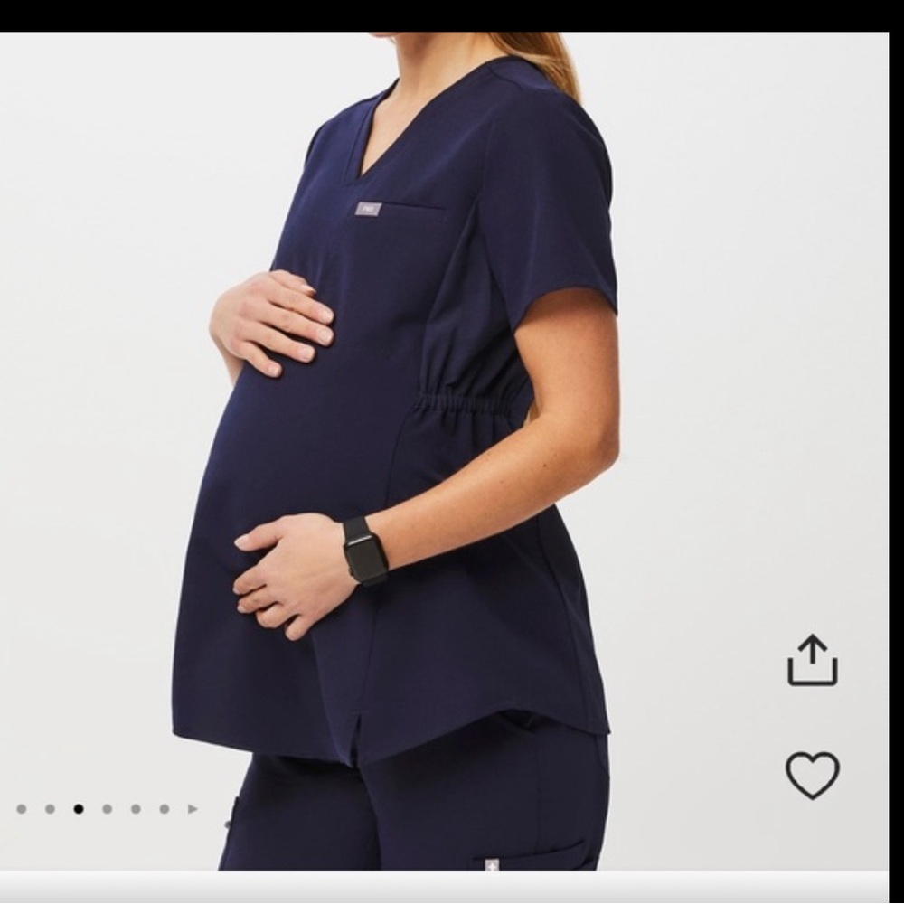Figs Octavia Maternity Scrub Top S Navy